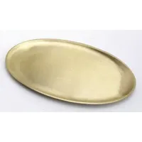Kerzenteller oval 20 x 11 cm Metall Gold