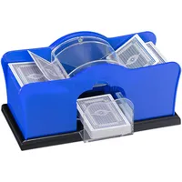 Relaxdays Unisex – Erwachsene Kortblander Relaxdays Kartenmischmaschine f r 2 Decks mit Kurbel manuelles Mischger t Spielkarten bis, blau, 1 Stück EU