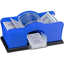Relaxdays Unisex – Erwachsene Kortblander Relaxdays Kartenmischmaschine f r 2 Decks mit Kurbel manuelles Mischger t Spielkarten bis, blau, 1 Stück EU