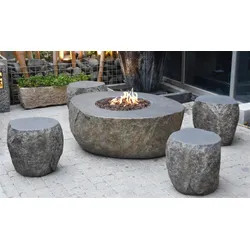 Elementi Gasfeuerstelle "Vesuv" Set in Naturstein-Optik,grau,
