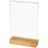 HMF 46942 Acryl Tischaufsteller mit Holzfuß DIN A5 Hochformat, Glasklar