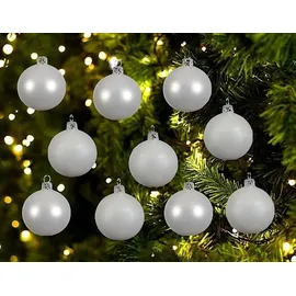 Kaemingk Weihnachtsbaumkugeln Glas 6 cm 10 Stück winterweiß emaille/matt