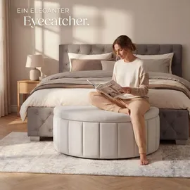 Tectake Polsterbank Moon Samtoptik Taupe 108 x 48 x 38,5 cm