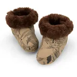 Reissner Lammfelle | Hausschuh Milan | echtes Merino Lammfell | Lederseite mit Stoff bezogen | braun | 41 (9) - 41 EU