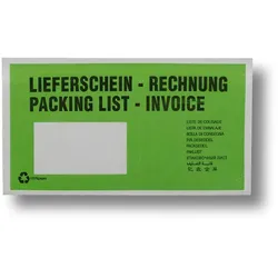 1000x Dokumententaschen aus Pergamin Papier Lieferschein/Rechnung grün DIN-Lang