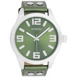 Oozoo Basic Line Uhr C1081 Lederband Metallic Green 46 mm - Grün