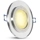 SSC-LUXon Glas Deckeneinbaustrahler LED in rund & klar - mit LED GU10 6W warmweiß 230V - Kristallspot Deckenstrahler Spot
