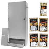 Eversmoke Räucherofen Jumbo 110 Pro II Starter Set – galvanisierter Stahl, große Räucherkammer, inkl. Thermometer, Haken, Körbe, Tropfblech & Feuerschale (Starterset 5tlg.)