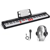 Vevor Digitales Klavier mit 88 Tasten, halbgewichtete Tasten, tragbares elektrisches Keyboard-Piano-Set in voller Größe mit 1000 Tönen, integrierten Lautsprechern, Sustain-Pedal, Kopfhörern