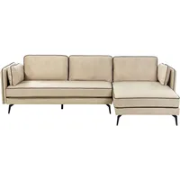 Beliani Ecksofa Beige Samtstoff Linksseitig