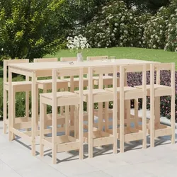 vidaXL 9-teiliges Gartenlounge- und Gartenbar-Set aus Massivholz Kiefer