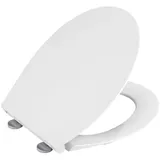 CORNAT WC-Sitz "Slim" - Superflaches Design - Pflegeleichter Duroplast - Quick up & Clean Funktion - Absenkautomatik - Bequeme Montage von oben - Neutrales Weiß/Toilettensitz/Klodeckel / 1076440