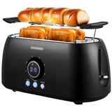 Steinborg Edelstahl Toaster 4 Scheiben, Brötchenaufsatz Toastautomat Krümelschublade