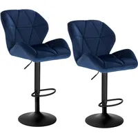 Woltu Barhocker Bistrohocker Drehhocker mit Rückenlehne blau
