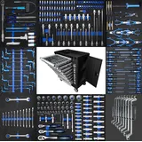 XXXL Premium Werkzeugwagen 8 Schubladen Werkstattwagen mit Werkzeug gefüllt CRV