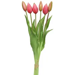 MARELIDA Tulpenbund mit 6 Blüten künstliche Tulpen Kunstblumen Dekoblumen H: 40cm rosa