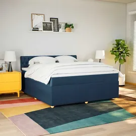 vidaXL Boxspringbett mit Matratze Blau 180x200 cm Stoff