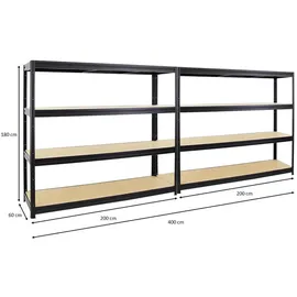 Proregal Schwerlastregal Stahl 180x200x60 cm schwarz