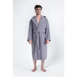 Bruno Banani Herrenbademantel BRUNO BANANI "Clement, ideal für Sauna & Spa, Hotelbademantel, Morgenmantel" Gr. S, grau, L:120cm, Walkfrottier, Hausmäntel, 100% Baumwolle, einfarbig, glänzende Streifen-Bordüre, Taschen, S-4XL