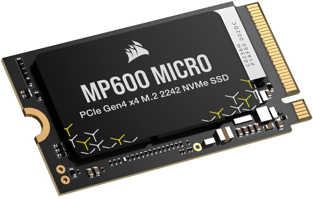 Corsair MP600 Micro 1TB M.2 NVMe PCIe x4 Gen4 2 SSD – M.2 2242 – Bis zu 5.100MB/sec Sequential Read – High-Density 3D TLC NAND – Kompatibel Mit Lenovo Legion Go Und Thin PCIe 4.0 Laptops – Schwarz