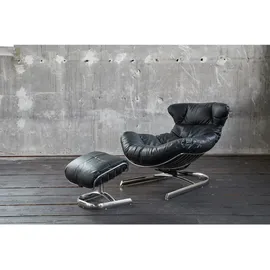 KAWOLA Relaxsessel ROWE Sessel Leder schwarz (B/H/T) 87x80x110cm inklusive Hocker