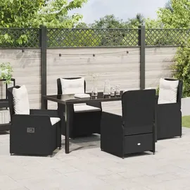 vidaXL Garten Essgruppe 5 pcs Schwarz Poly-Rattan