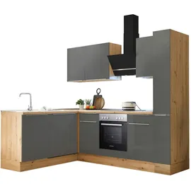 Respekta Winkelküche L-Form 250 cm Grau Artisan-Eiche
