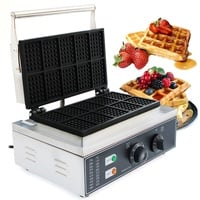 Waffeleisen, Waffelmaschine mit Antihaftbeschichtetes, Doppelwaffeleisen für 10 Waffeln, Waffeleisen Belgische Waffel mit Timer und Temp Steuerung, 1500W