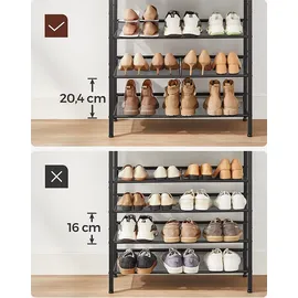 VASAGLE Schuhregal 75 x 93 x 28 cm vintagebraun-tintenschwarz / braun-schwarz