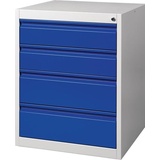PROMAT Schubladenschrank BK 600 H800xB600xT600mm grau/blau 4 Schubl. Einfachauszug