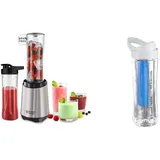 Russell Hobbs Mixer SET- Standmixer & Smoothie Maker to go [23.500 U/min Power-Motor] inkl. 2x Mixbehälter 600ml + 1 Trinkflasche mit Kühlakku (BPA-frei, spülmaschinen- & bruchfest inkl. Deckel)