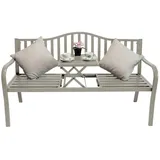 Gartenbank Bank aus Metall taupe mit integriertem Tisch 150cm 2466-01