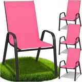 Zolta Metall-Gartenstühle Stapelstuhl 55 x 80 x 89 cm rosa 4 St.