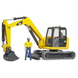 Bruder® Spielzeug-Bagger Cat Minibagger mit Bauarbeiter gelb