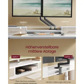 VASAGLE Schreibtisch höhenverstellbar elektrisch, mit Monitorständer, USB-Anschluss