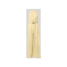 Apricot Jumpsuit aus Viskose-Mix mit Gürtel, Hellgelb, L
