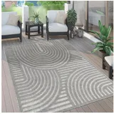 Paco Home Teppich Livorno 674, rechteckig, Höhe: 14 mm, Uni Farben, moderner Hoch-Tief-Effekt, Scandi-Look, Outdoor geeignet grau 80 cm x 150 cm x 14 mm