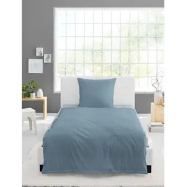 BIERBAUM Chic Uni Unifarben Blau 200 x 200 cm + 2 x 80 x 80 cm