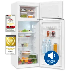 Exquisit Kühl-Gefrierkombination, Kühlschrank mit Gefrierfach, 206 Liter, 4-Sterne-Gefrierfach, 55 cm Breit, Freistehend, KGC5270-45-040E weiss