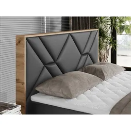 MKS Meble Boxspringbett 160x200 mit Bettkasten, Polsterbett 160x200 mit Matratze H3, Boxspringbett 160x200 mit Kopfteil, Boxspringbett mit Massivholz - Gunar... - Dunkelgrau