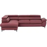 Stylife Ecksofa, Bordeaux, Leder, Echtleder, Rindleder, 3-Sitzer, Ottomane links, L-Form, 268x213 cm, Goldenes M, Bettkasten erhältlich, Fußauswahl, Lederauswahl, Bettfunktion Hocker erhältlich, Wohnzimmer, Sofas & Couches, Wohnlandschaften, Ecksofas