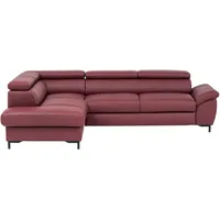 Xxxl Ecksofa, Bordeaux, Leder, Echtleder, Rindleder, 3-Sitzer, Ottomane links, L-Form, 268x213 cm, Goldenes M, Bettkasten erhältlich, Fußauswahl, Lederauswahl, Bettfunktion Hocker erhältlich, Wohnzimmer, Sofas & Couches, Wohnlandschaften, Ecksofas