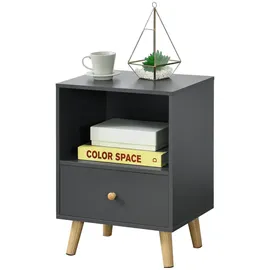 [en.casa] Beistelltisch, Dunkelgrau Holzwerkstoff, 1 Schubladen, Rechteckig, 40x54x30 cm Wohnzimmer, Wohnzimmertische, Couchtische