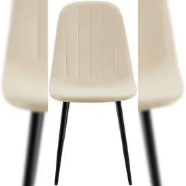 CLP 4er Set Esszimmerstuhl Baxter Samt I Gesteppter Küchenstuhl I Polsterstuhl Mit Metall-Gestell