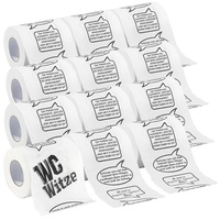 infactory Toilettenpapier lustig: 12er-Set Toilettenpapiere "Witze", 2-lagig (Fun-Toilettenpapier-Rolle, Spaßpapier für Gäste-WC, Geschenkverpackung)