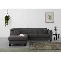 sit&more Ecksofa »Belluci L-Form«, inklusive Federkern, wahlweise mit Bettfunktion und Bettkasten, grau