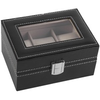 Uhrenbox für 3 Uhren, Uhrenaufbewahrung mit Schloss, Watch Box Uhrenkasten mit Glasdeckel, Uhrenkoffer aus PU Leder und Samt Innenfutter, Uhrenbox Herren für Ehemann Boyfriend, 16 x 11 x 8 cm