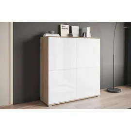 OTTO home PC-Schrank OTTO HOME "Kenia, Sekretär, Home Office", sonoma, weiß hochglanz, B:120cm H:125cm T:39,5cm, Sekretäre, Mit Push-to-open, Tastaturauszug und praktischem Stauraum