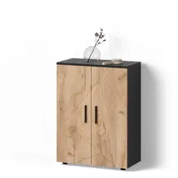 Livinity® Midischrank, Eiche Wotan, Anthrazit, 3 Fächer, 60x81x30 cm,