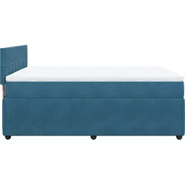 vidaXL Boxspringbett mit Matratze Blau 160x200 cm Samt
